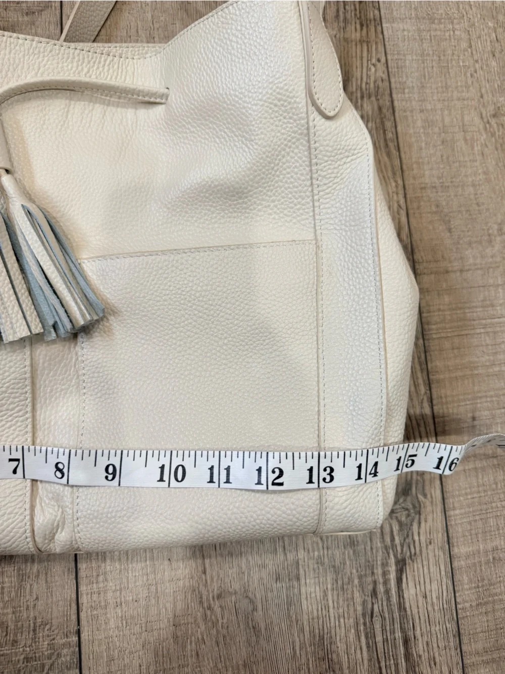 Laggo Andrea Hobo Shoulder Bag Creamy White Pebbled Leather